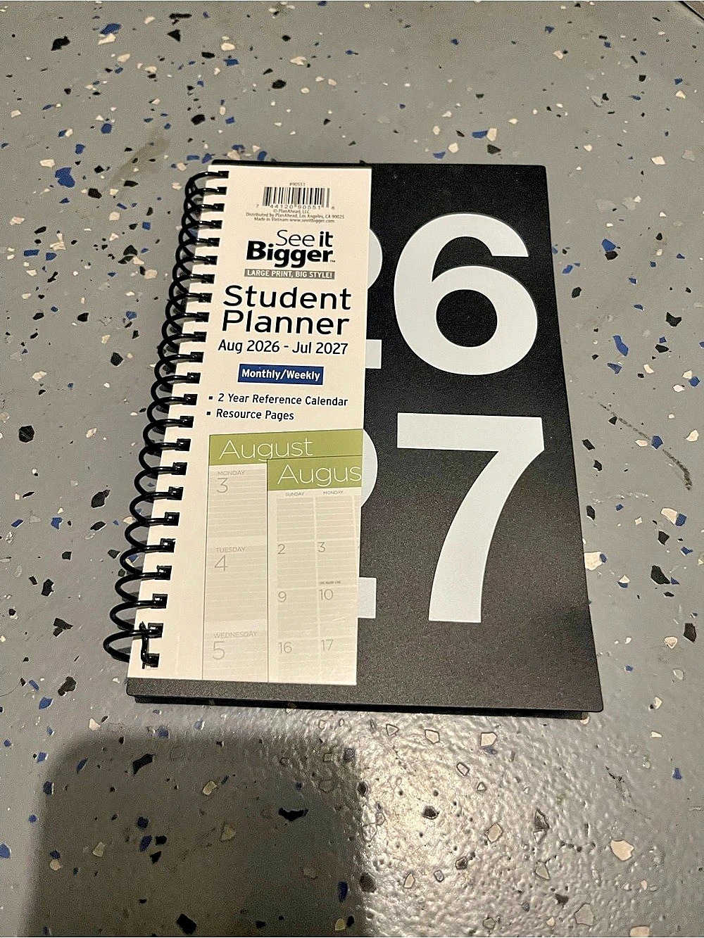 PlanAhead See It Bigger Student Planner August 2026 - July 2027 2026-2027 Black